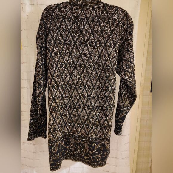 Vintage VG 1980's Pierre Cardin Blk/Gold Lurex Knit A-Line Mini Dress Sz.S USA - Picture 5 of 8